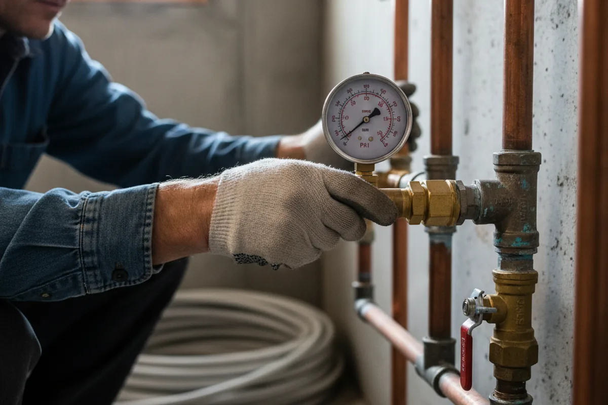 Pressure testing a repaired line during Water Line Repair in Douglassville